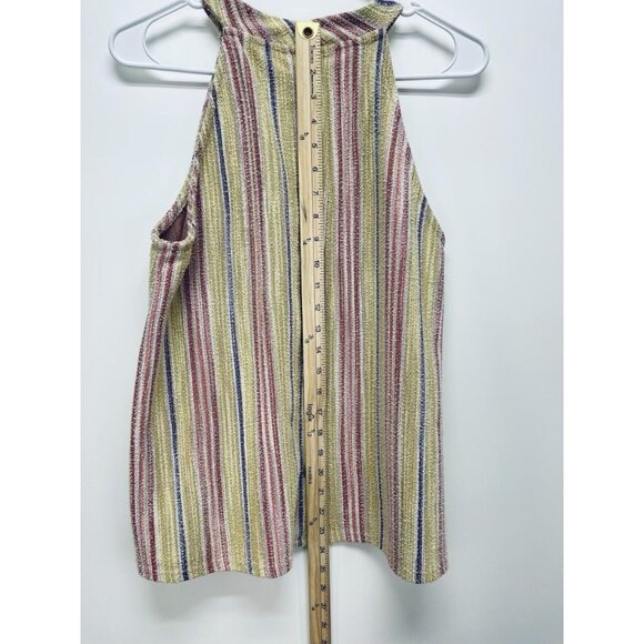 W5 Tank Top Size L Women’s Multicolor Striped Sleeveless Halter Textured Nubby - Picture 6 of 8